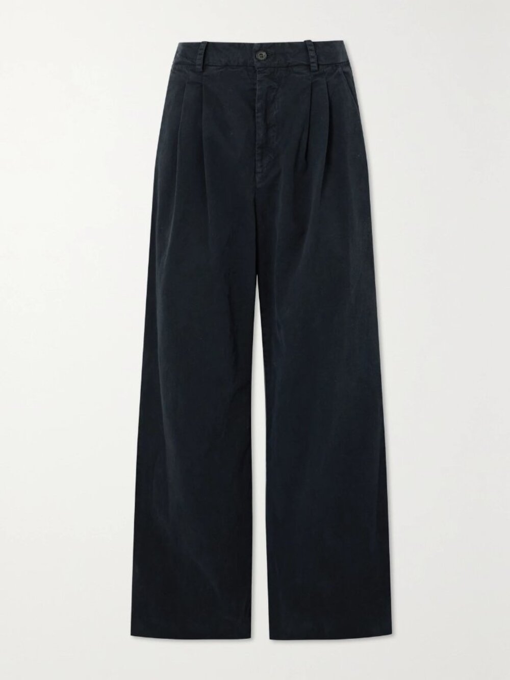 NILI LOTAN Flavie Pleated Cotton-blend Twill Wide-leg Pants In Blue Size 8 Xlong
